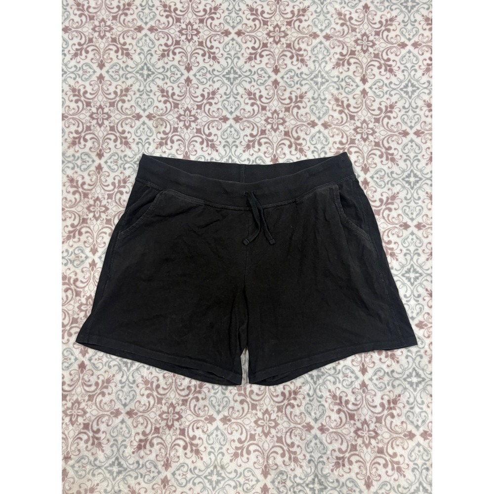 Hanes Live Love Comfort Black Cotton Jersey Lounge Shorts Womens XL Drawstring